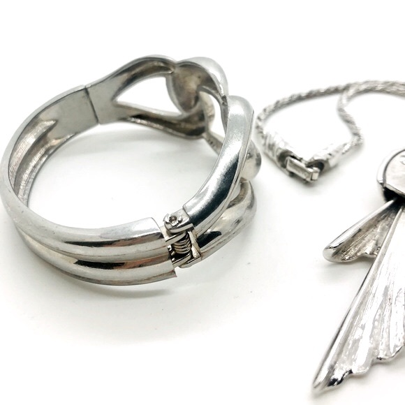 Vintage signed MONET Modernist Necklace & bracelet - Picture 6 of 13